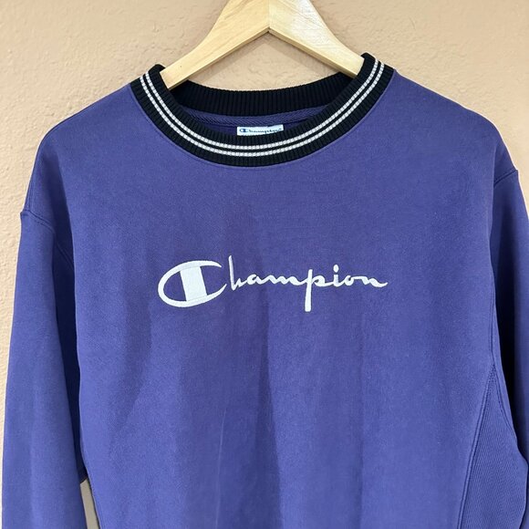 NWT Champion Reverse Weave Mens Pullover Sweater Medium Purple Sporty Streetwear - Picture 2 of 10
